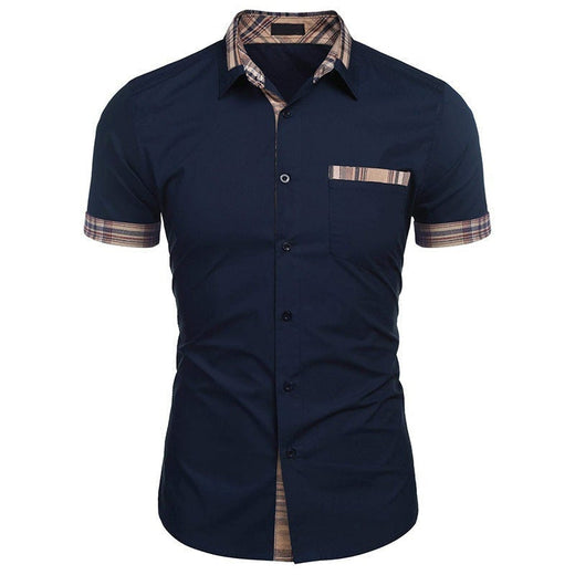 Camisa casual de verano con cuello de cuadros para hombre