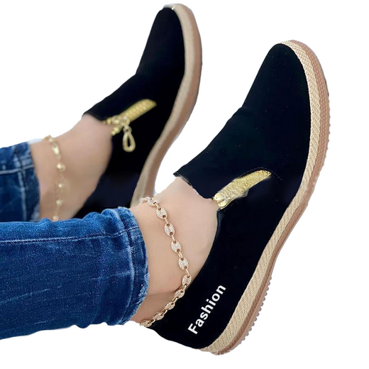 Zapatos casuales con cremallera de color sólido para mujer