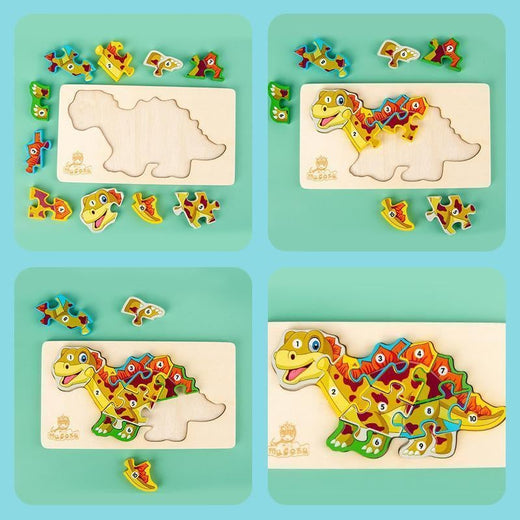 Rompecabezas de madera 3D de dinosaurio