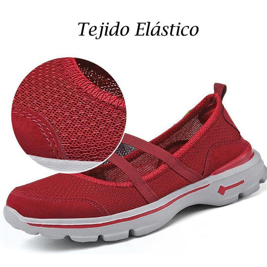 Zapatillas Planas con Tejido Elástico con suela desantilizante, Malla Transpirable.