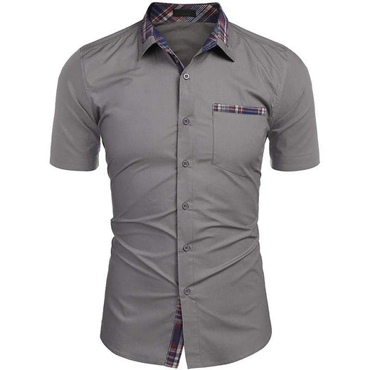 Camisa casual de verano con cuello de cuadros para hombre