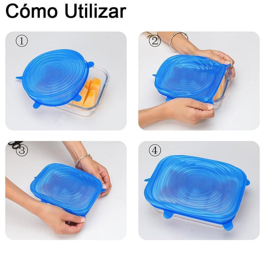 Tapas Elásticas de Silicona , 6 piezas