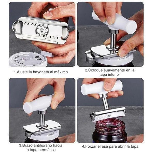 Abrelatas de acero inoxidable de tamaƱo ajustable