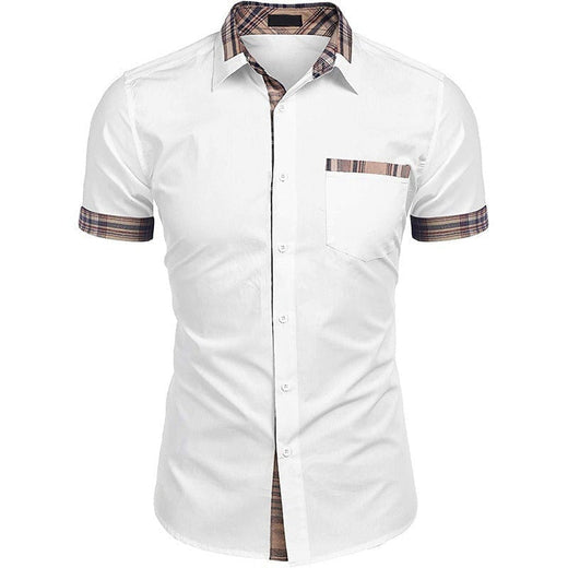 Camisa casual de verano con cuello de cuadros para hombre