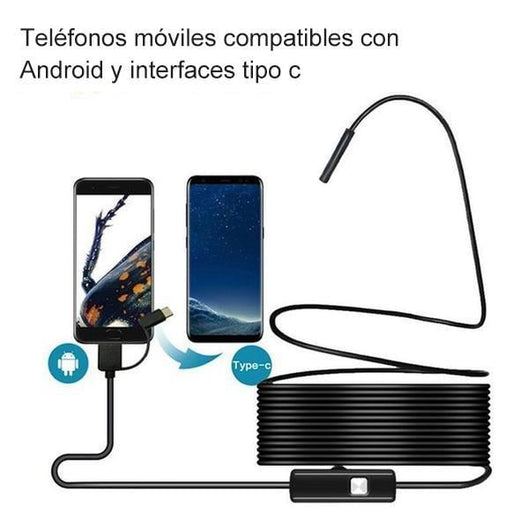 Android Endoscopio Cámara flexible e impermeable