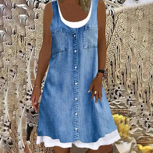 vestido informal con cuello redondo