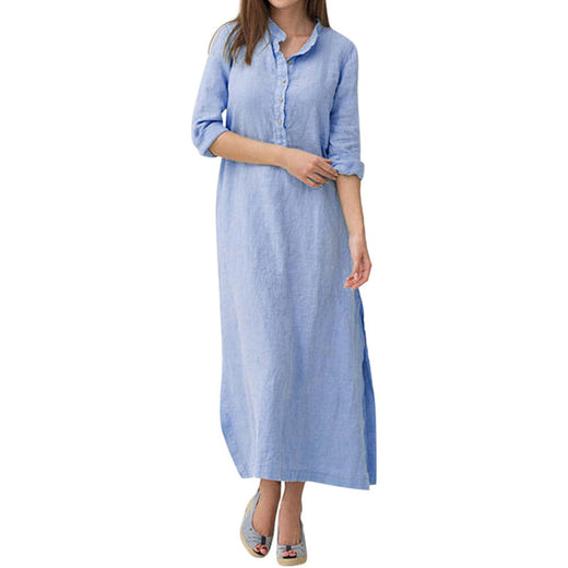 vestido camisero con abertura