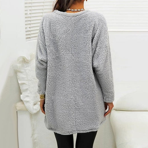 Vestido casual cálido de manga larga con cuello redondo