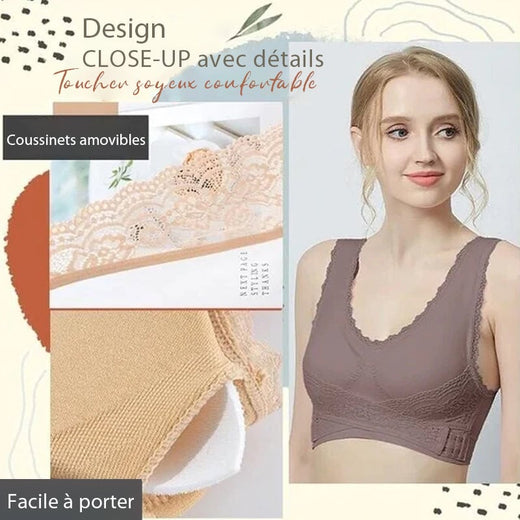 Sujetador instantáneo con hebilla cruzada en la parte delantera de encaje