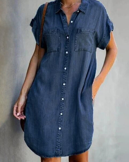 Vestido vaquero ajustado de manga corta