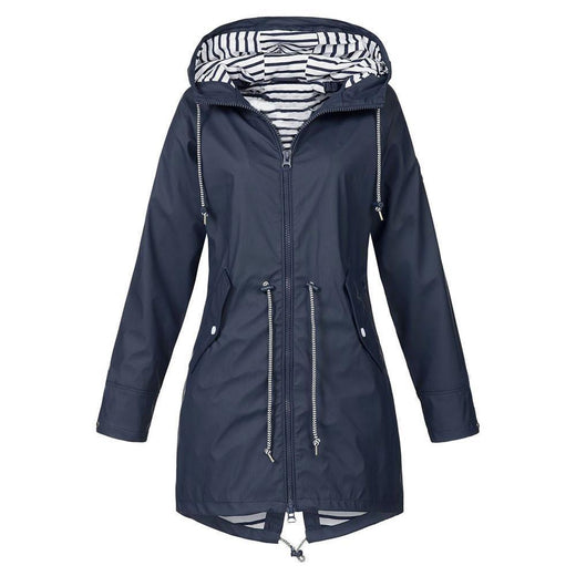 Chaqueta larga con capucha plegable impermeable
