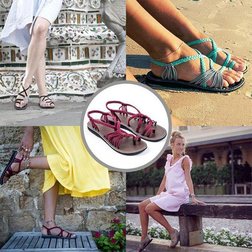 Sandalias Planas Para Mujeres Hoja de Palma