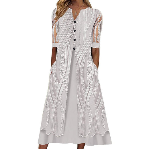 Vestido de mujer con bolsillos y escote en pico