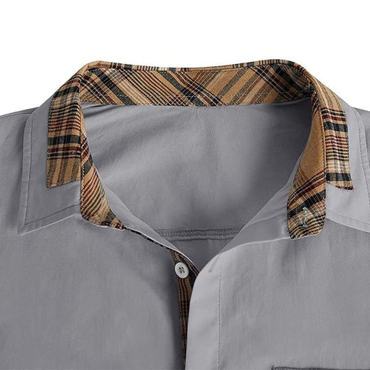 Camisa casual de verano con cuello de cuadros para hombre