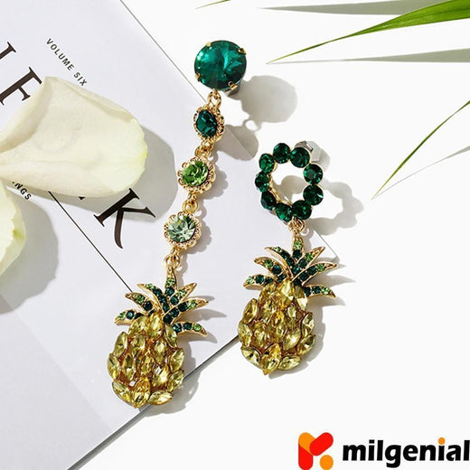 Pendientes asimétricos de piña cristal ,1 par