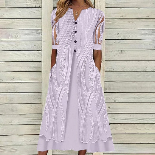 Vestido de mujer con bolsillos y escote en pico