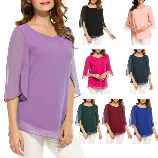 Blusas de gasa con manga acampanada