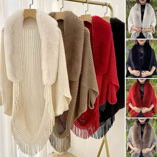 Bufanda de punto con cuello de pelo