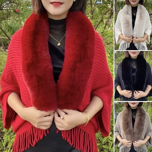 Bufanda de punto con cuello de pelo