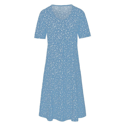 Vestido de playa floral con cuello redondo