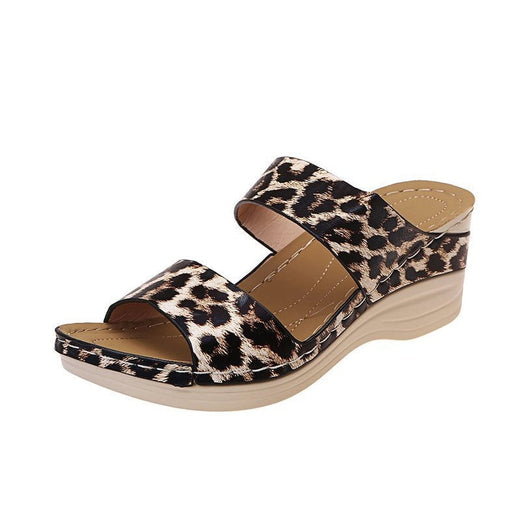 Sandalias casuales con estampado animal para mujer