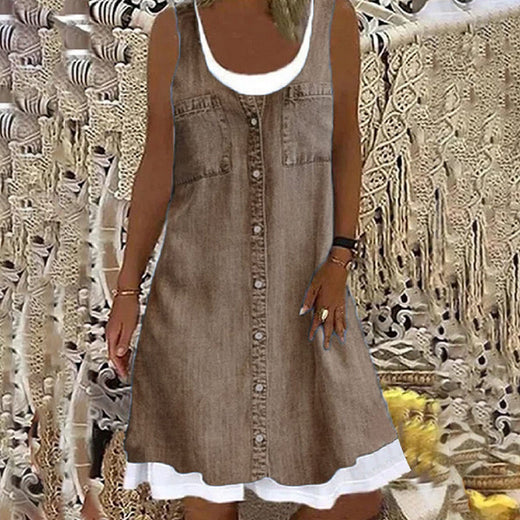 vestido informal con cuello redondo