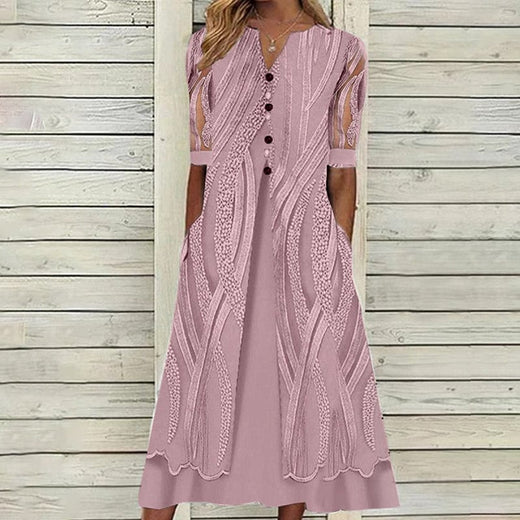 Vestido de mujer con bolsillos y escote en pico