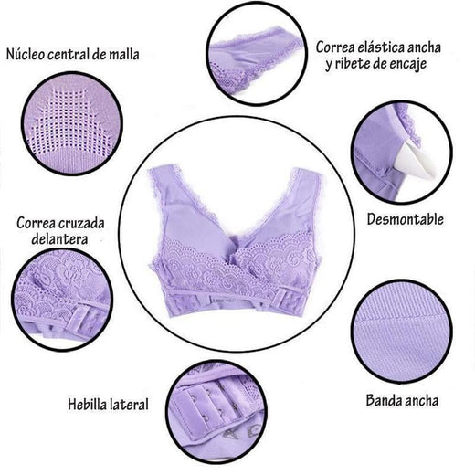 Sujetador de levantamiento de encaje con hebilla cruzada frontal