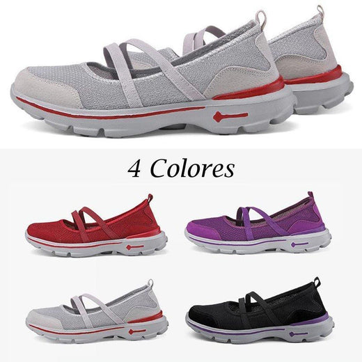 Zapatillas Planas con Tejido Elástico con suela desantilizante, Malla Transpirable.