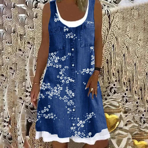 vestido informal con cuello redondo