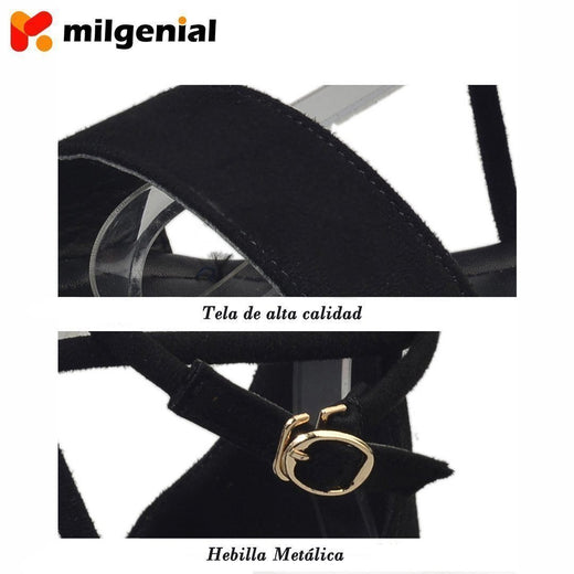 Sandalias Romanas de Tacón bajo con Tiras Cruzadas