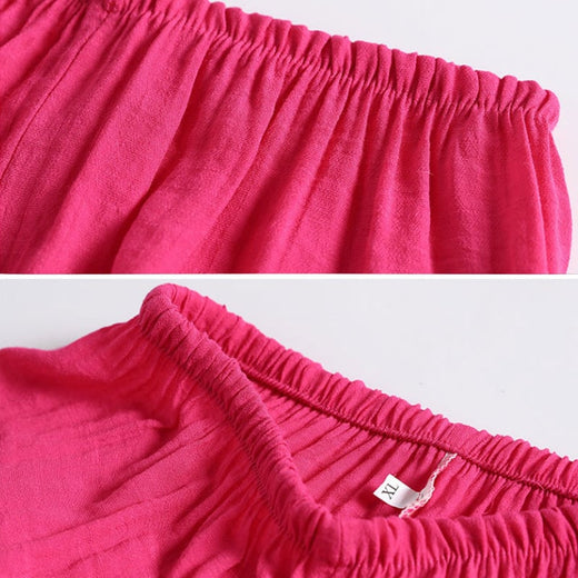 Traje de ocio de verano de dos piezas de algodón-lino