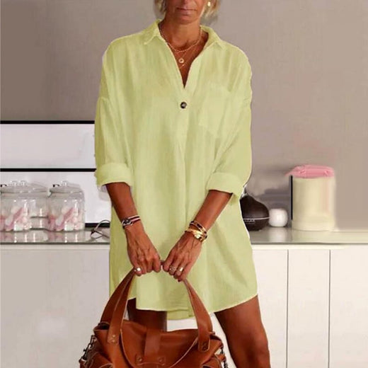 Blusa casual con cuello en V de color liso