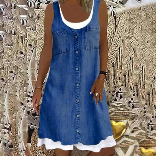 vestido informal con cuello redondo