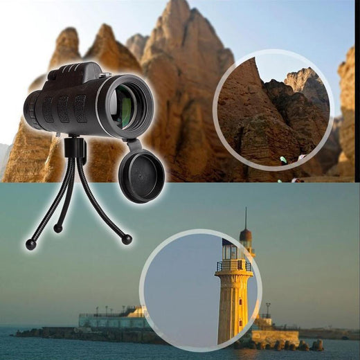 Telescopio monocular de alta potencia 12X50 con adaptador para teléfono inteligente y trípode