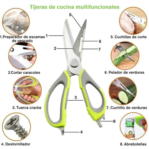 Tijeras de cocina multifuncionales 8 en 1