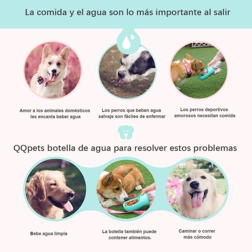 Botella de agua para mascotas portátil al aire libre