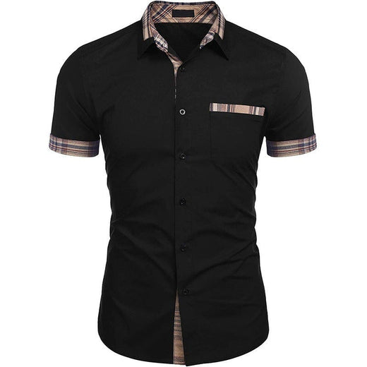 Camisa casual de verano con cuello de cuadros para hombre