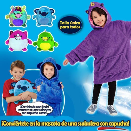 Sudadera con capucha con forma de mascotas extragrande, cómoda y cálida para niños