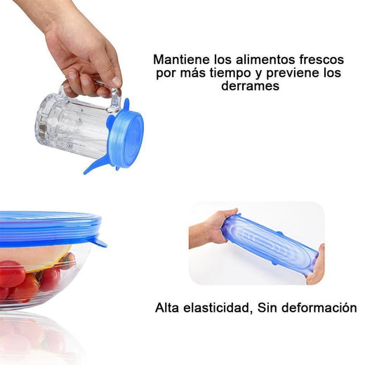 Tapas Elásticas de Silicona , 6 piezas