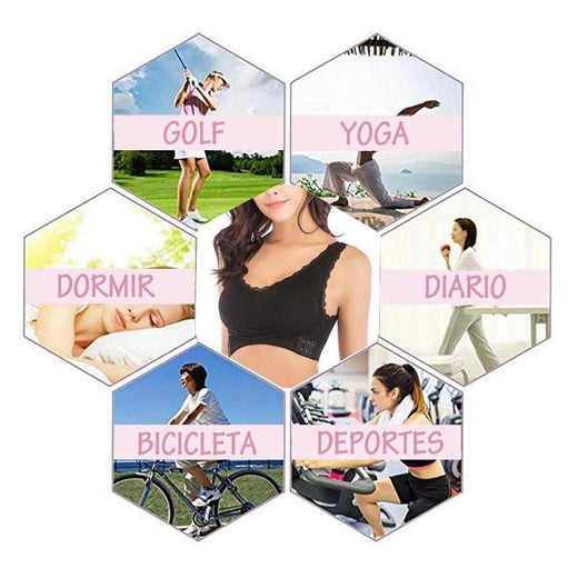 Sujetador de levantamiento de encaje con hebilla cruzada frontal