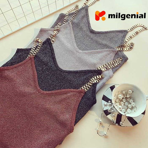 Camiseta tirante con hilo brillante