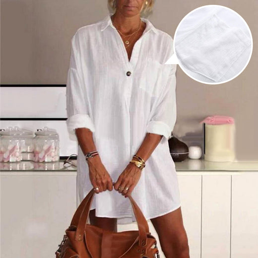 Blusa casual con cuello en V de color liso