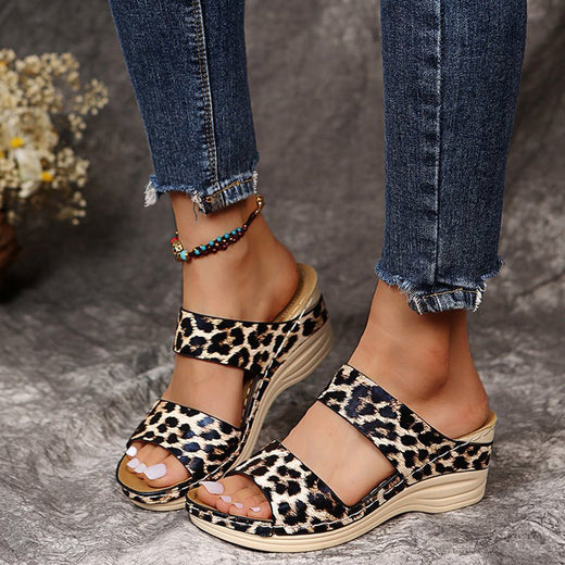 Sandalias casuales con estampado animal para mujer