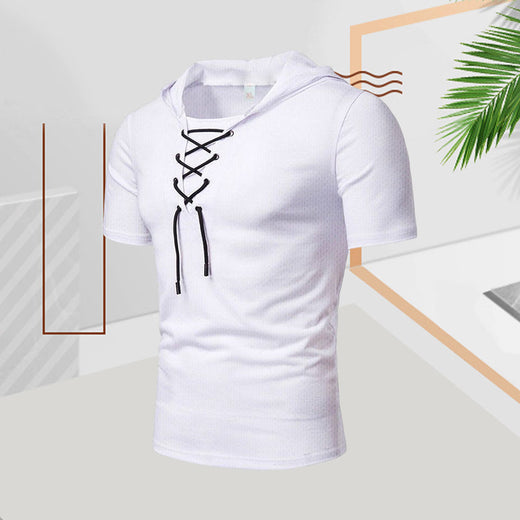 Camiseta casual de verano con cordón para hombre