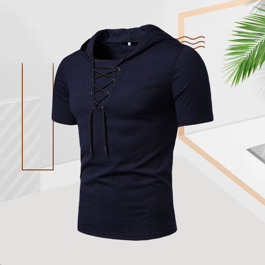 Camiseta casual de verano con cordón para hombre