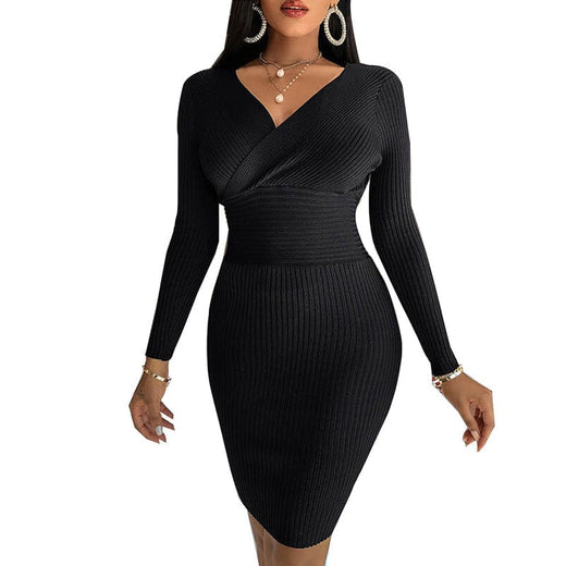 Vestido sexy de punto elástico alto