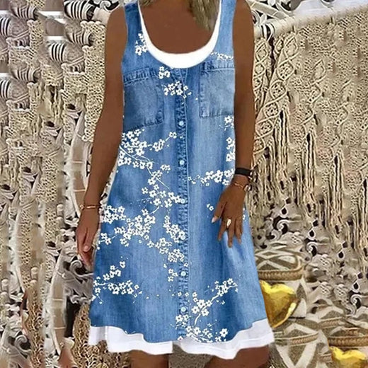 vestido informal con cuello redondo