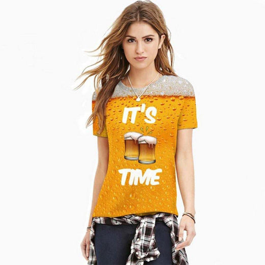 Camiseta de Moda 3D Estampada de Burbuja de Cerveza