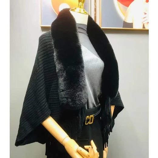 Bufanda de punto con cuello de pelo